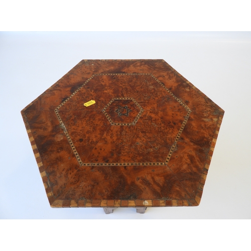 632 - Hexagonal Burr Walnut Table