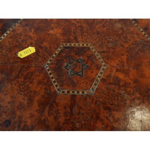 632 - Hexagonal Burr Walnut Table