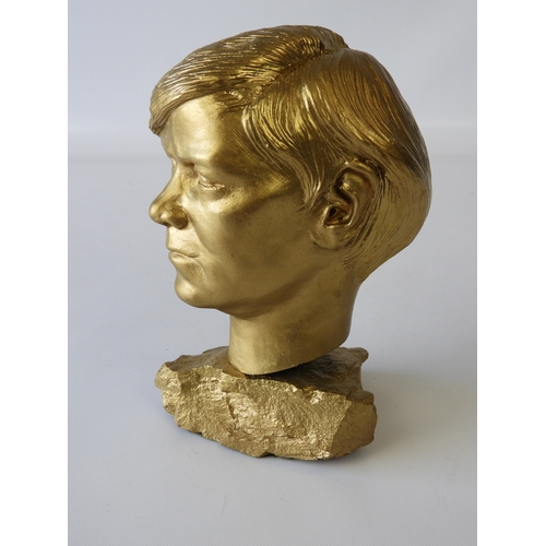 80 - A Studio Bust of a Young Man Painted Gold - Approx. 12”/30cm tall