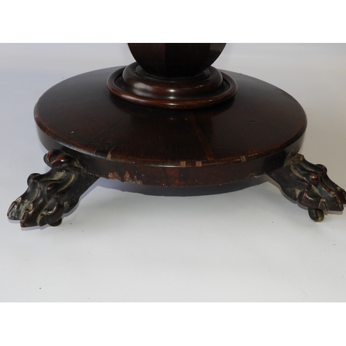 422 - Victorian Rosewood Folding Card Table on Claw Feet