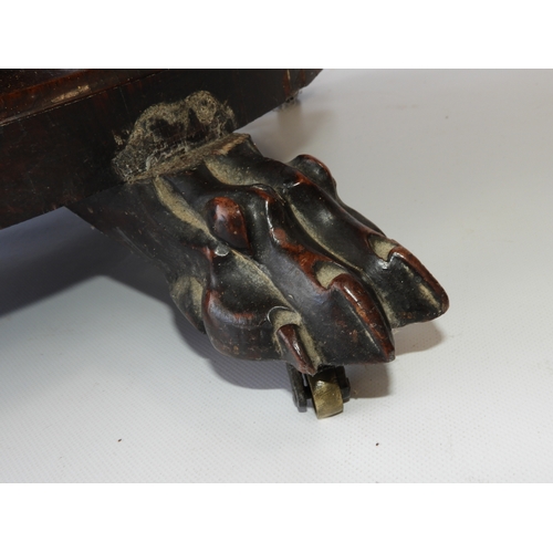 422 - Victorian Rosewood Folding Card Table on Claw Feet