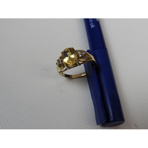 336 - 9ct Yellow Gold Citrine and Diamond Ring