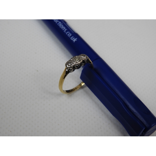 18 - 18ct Yellow Gold Platinum Set Diamond Three Stone  Ring