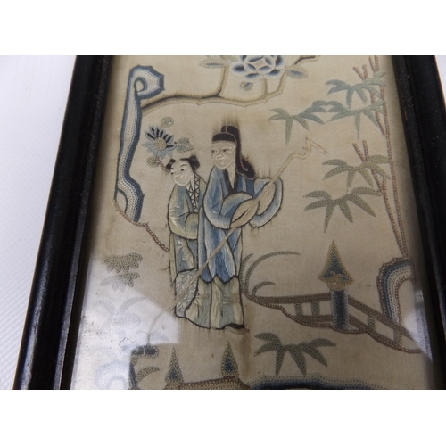 168 - Framed Oriental Silk Embroidery