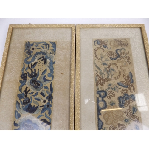 164 - Pair of Framed Oriental Silk Embroideries