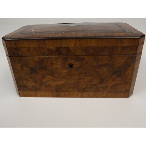 586 - Mother of Pearl Inlaid Walnut Tea Caddy