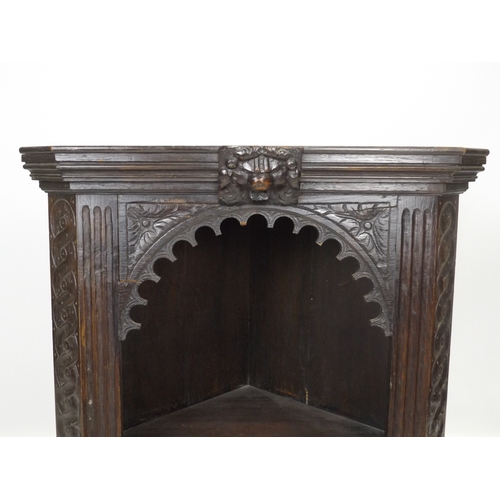 277 - Carved Oak Corner Shelves