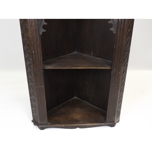 277 - Carved Oak Corner Shelves