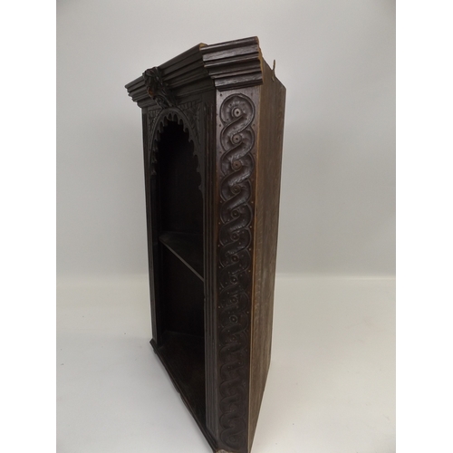 277 - Carved Oak Corner Shelves