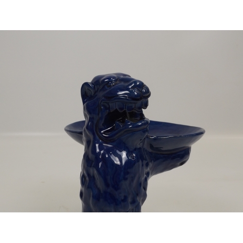 647 - C H Brannam Blue Glazed Miniature Bird Bath Ornament