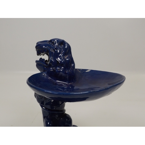 647 - C H Brannam Blue Glazed Miniature Bird Bath Ornament