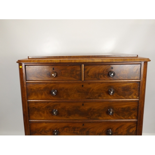 238 - Victorian Mahogany Two over Four Chest of Drawers with Turned Mother of Pearl Inlaid Handles