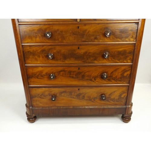 238 - Victorian Mahogany Two over Four Chest of Drawers with Turned Mother of Pearl Inlaid Handles