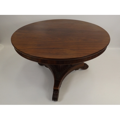 524 - WITHDRAWN - Victorian Circular Tilt Top Table Mahogany Breakfast with Carved Feet and Extensions