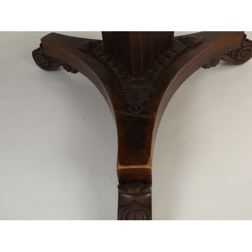 524 - WITHDRAWN - Victorian Circular Tilt Top Table Mahogany Breakfast with Carved Feet and Extensions