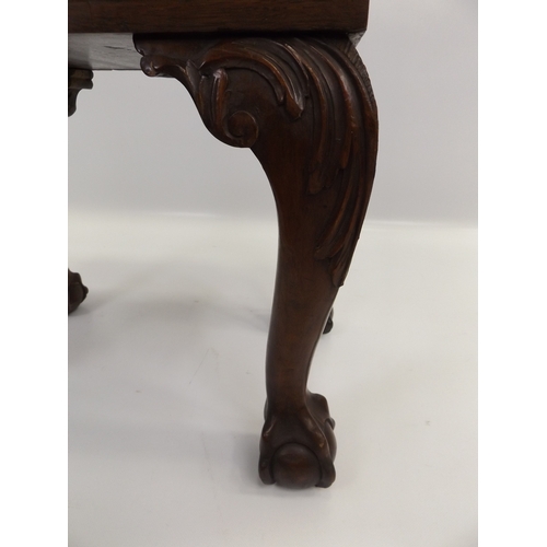 525 - Upholstered Carved Mahogany Stool