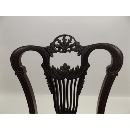 447 - Pair of Upholstered Low Seated Chairs with Carved Detail