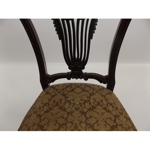 447 - Pair of Upholstered Low Seated Chairs with Carved Detail