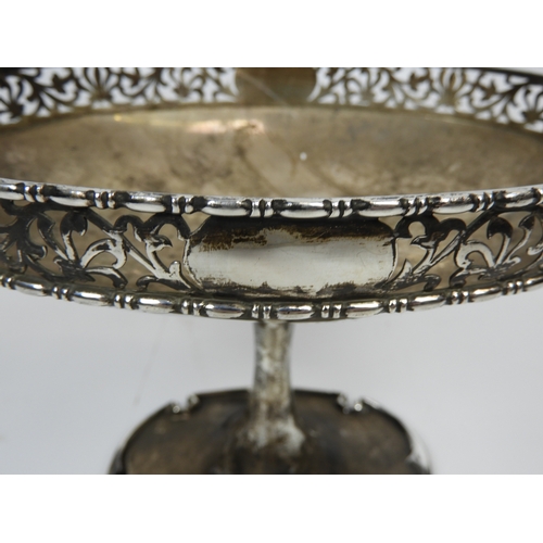 16 - Silver Art Nouveau Dish, C-scroll Twin Handles, Pierced Gallery and Stylised Base - Hallmarked for L... 