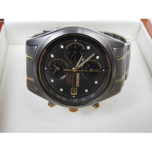Seiko Analogue Quartz  1/5 Alarm Chronograph Wristwatch