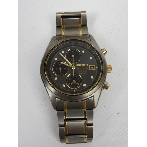 Seiko Analogue Quartz  1/5 Alarm Chronograph Wristwatch