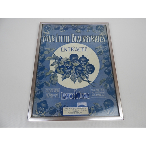 633 - Framed Sheet Music 'Four Little Blackberries' by Lawrence B. O'Conner