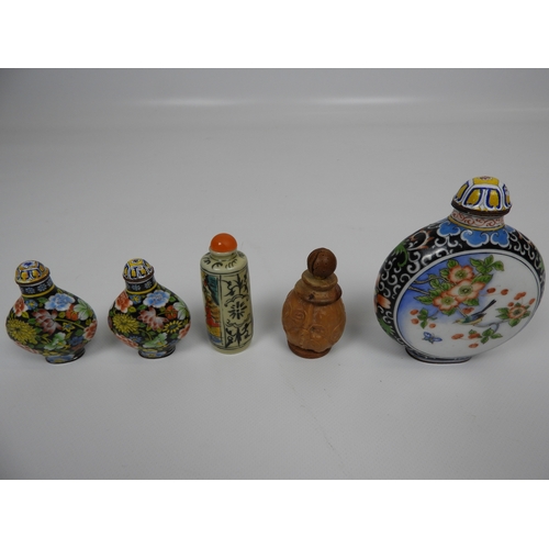 139 - Quantity of Oriental Scent and Snuff Bottles - To include Bone Jade and Enamel on Copper