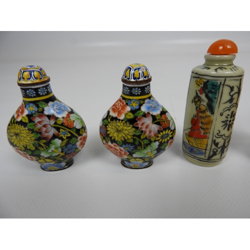 139 - Quantity of Oriental Scent and Snuff Bottles - To include Bone Jade and Enamel on Copper