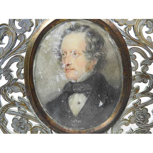 379 - Ornate Brass Framed Miniature Portrait - Some Discolouration