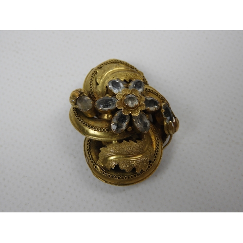 62 - Unmarked Yellow Gold and Paste Brooch