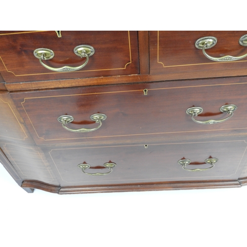 665 - Edwardian Inlaid Two over Two Chest of Drawers with Brass Drop Handles