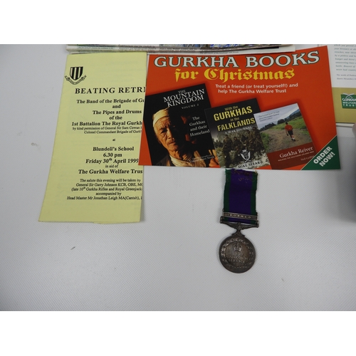 167 - Campaign Service Medal Clasp' Borneo' 2nd Gurkha Rifles and Gurkha Mug and Papers