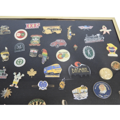 561 - Framed Collection of Badges - To include Girl Guides Civil Defence and Trains