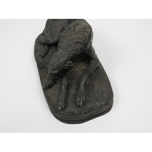 141 - Spelter Ornament of a Dog, Marked G. A. Pard London 1848 - Damage to Leg