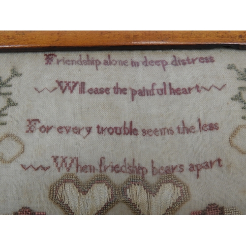 136 - Walnut Framed Embroidery - Friendship