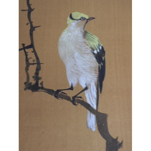 660 - Chinese Hand Painted Silk Scroll - Flower and Bird by Chung Man