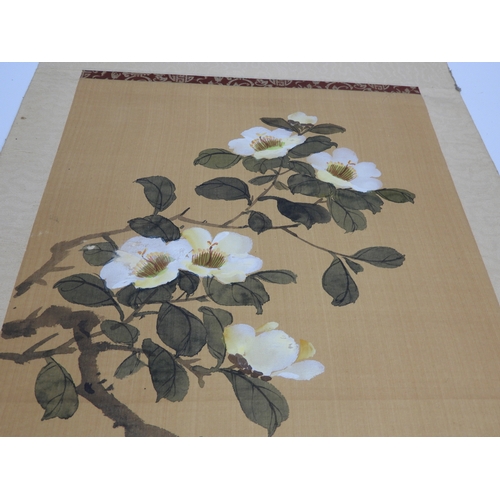 661 - Chinese Hand Painted Silk Scroll - Flower and Bird by Yee Yat