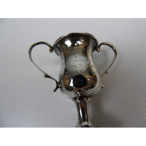 369 - Silver Miniature Trophy on Stand - Battalion Sports