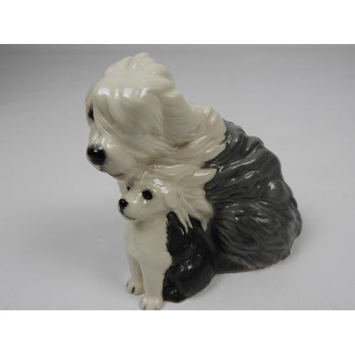 78 - Royal Doulton Dog Ornament - Old English Sheepdog & Pup