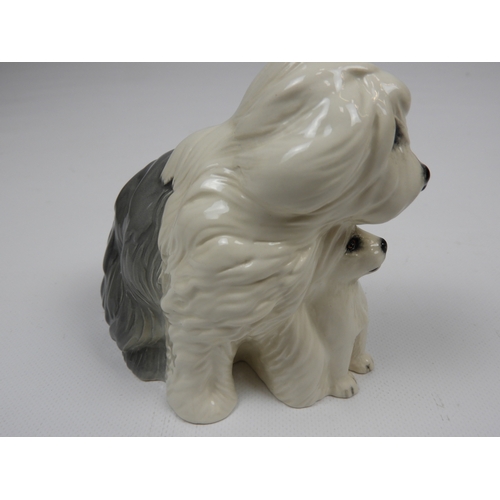 78 - Royal Doulton Dog Ornament - Old English Sheepdog & Pup