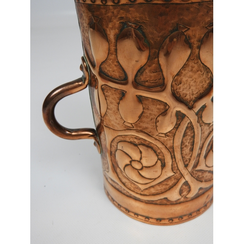 90 - Two Handled Beaten Copper Vase in the Arts and Craft Style