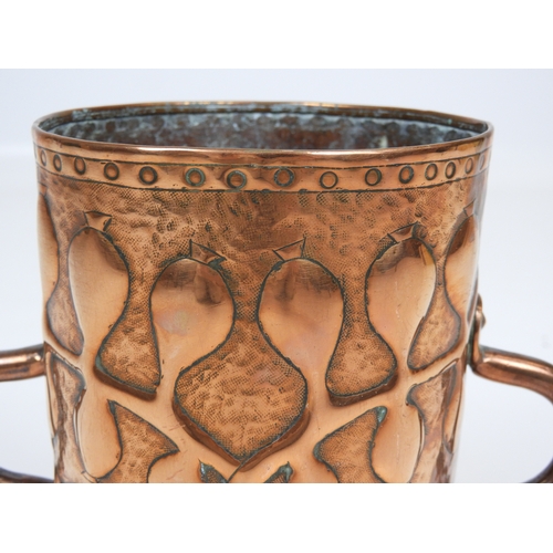 90 - Two Handled Beaten Copper Vase in the Arts and Craft Style