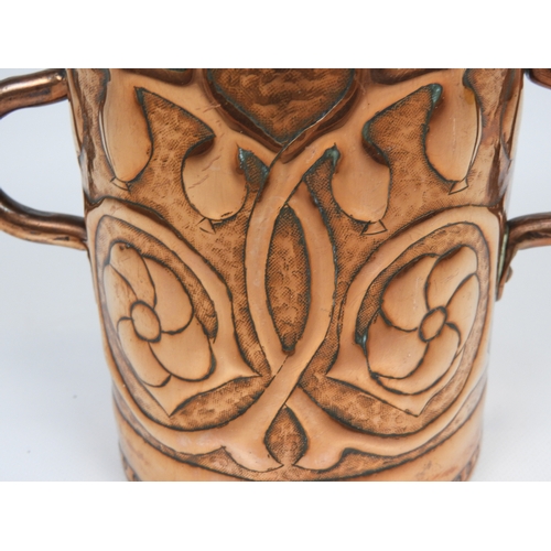 90 - Two Handled Beaten Copper Vase in the Arts and Craft Style