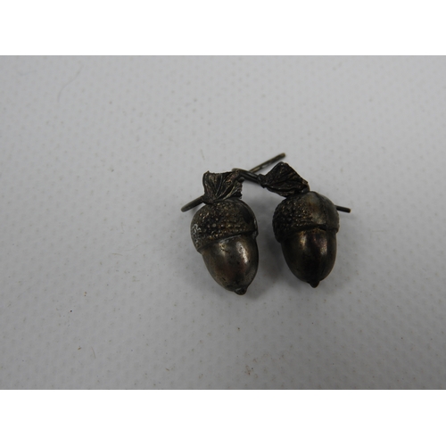 401 - 2x Pairs of Silver Earrings - Acorns and Coins