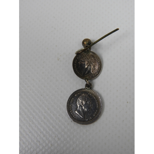 401 - 2x Pairs of Silver Earrings - Acorns and Coins