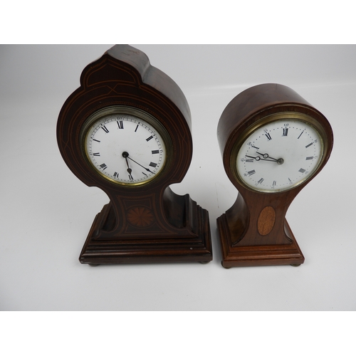 635 - 2x Mahogany Inlaid Mantel Clocks