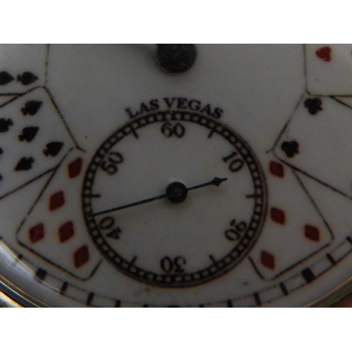 296 - Elgin Gamblers Watch with Playing Card Motif Face - Gold Filled C1926 - Excellent Order, Screw Back