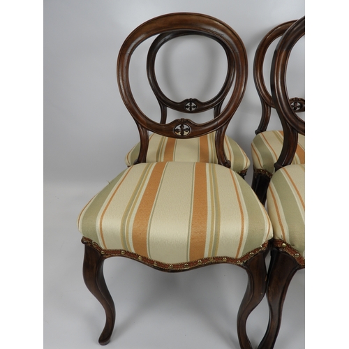 533 - 4x Victorian Mahogany Balloon Back Chairs with Upholstered Seats