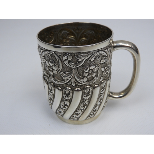 334 - London Silver Mug in Velvet Lined Fitted Leather Case Hallmarked for 1878. Unmonogrammed