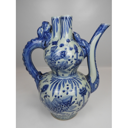 584 - Large Chinese Blue and White Ceramic Water Pitcher - 26